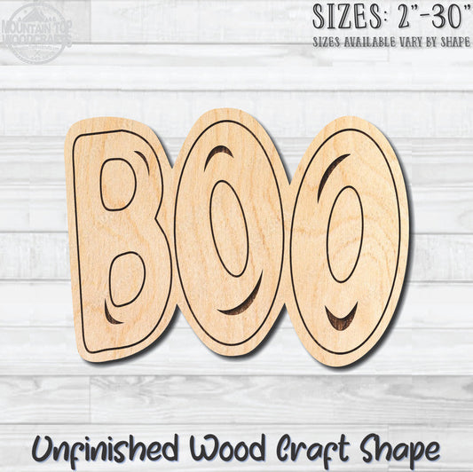 BOO Halloween Wording Unfinished Wood Shape Blank Laser Engraved Cutout Woodcraft Craft Supply
