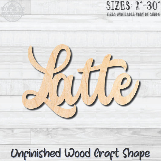 Latte Unfinished Wood Shape Blank Laser Engraved Cutout Woodcraft Craft Supply