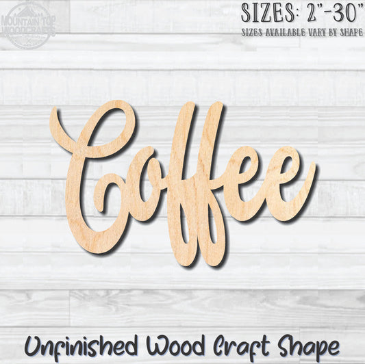 Coffee Coffee Word Unfinished Wood Shape Blank Laser Engraved Cutout Woodcraft Craft Supply