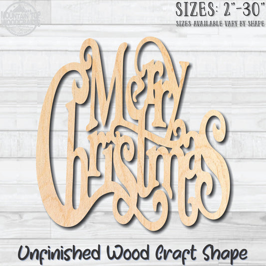 Merry Christmas Wording Unfinished Wood Shape Blank Laser Engraved Cutout Woodcraft Craft Supply