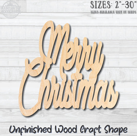 Merry Christmas Wording Unfinished Wood Shape Blank Laser Engraved Cutout Woodcraft Craft Supply