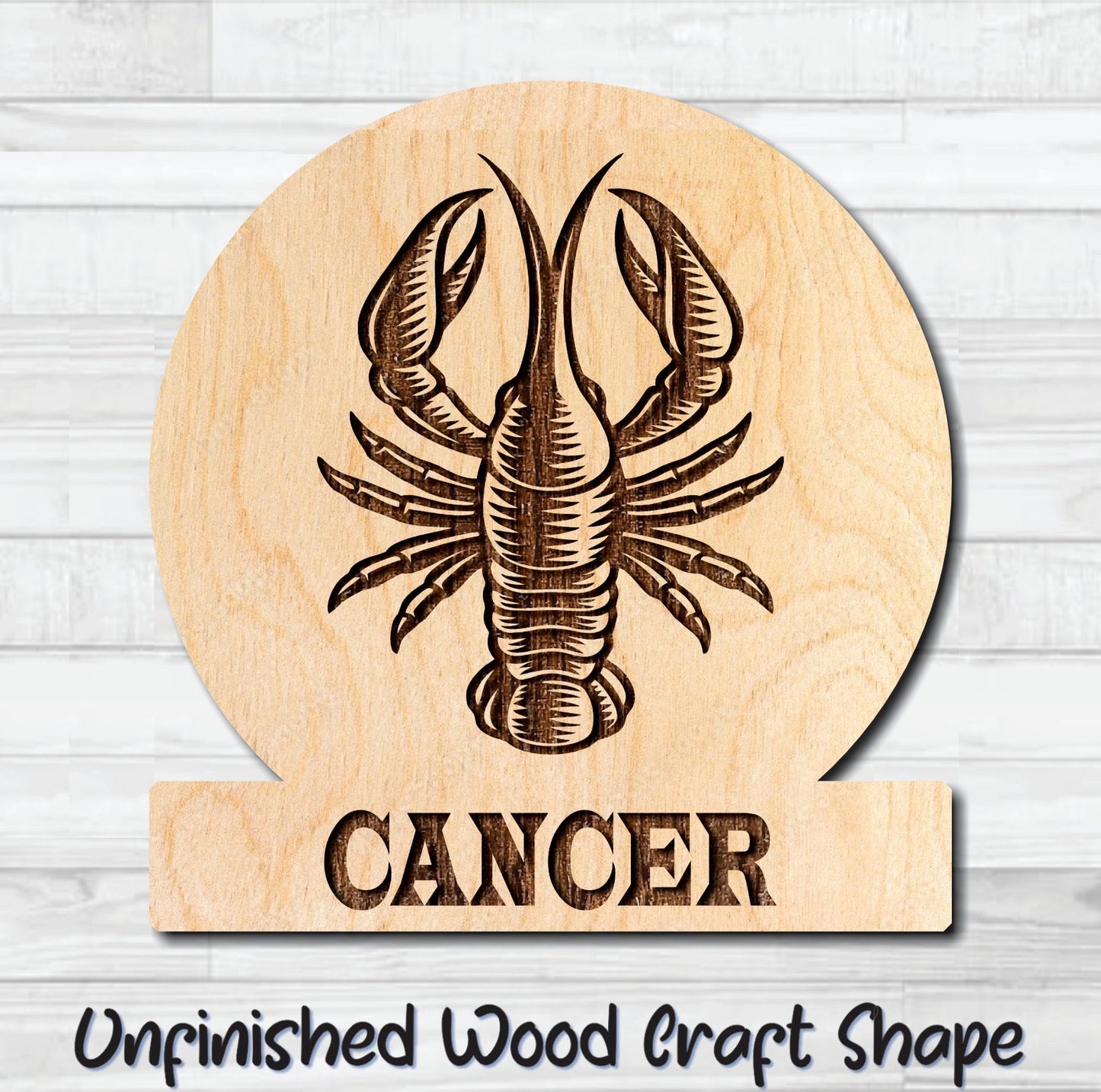 Cancer Zodiac Sign Unfinished Wood Shape Blank Laser Engraved Cutout Woodcraft Craft Supply