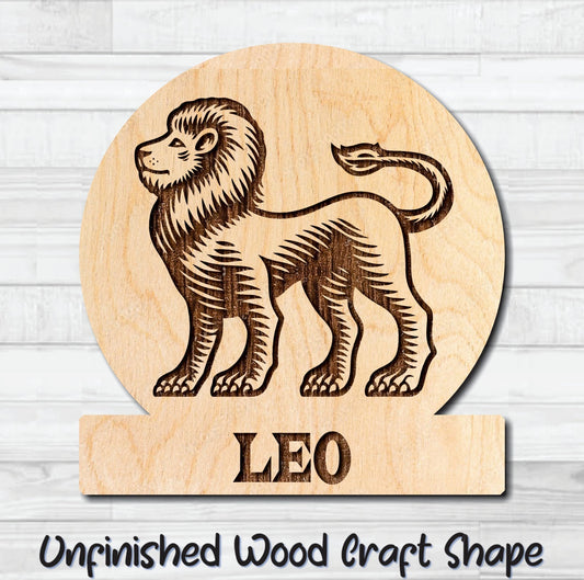 Leo Zodiac Sign Unfinished Wood Shape Blank Laser Engraved Cutout Woodcraft Craft Supply