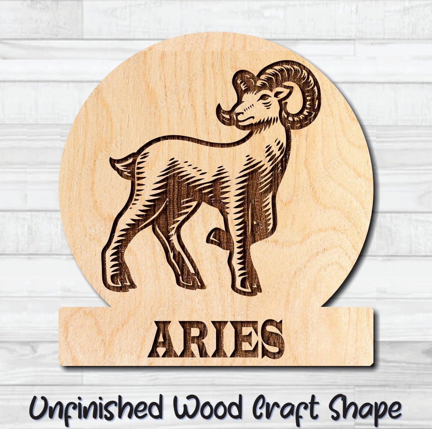 Aries Zodiac Sign Unfinished Wood Shape Blank Laser Engraved Cutout Woodcraft Craft Supply