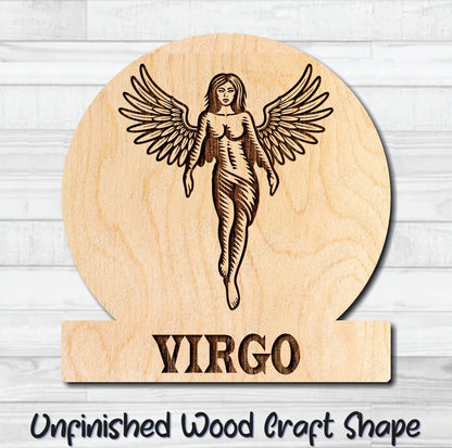 Virgo Zodiac Sign Unfinished Wood Shape Blank Laser Engraved Cutout Woodcraft Craft Supply