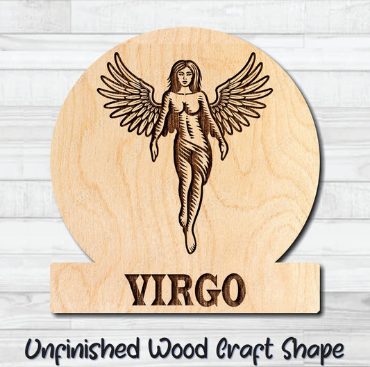 Virgo Zodiac Sign Unfinished Wood Shape Blank Laser Engraved Cutout Woodcraft Craft Supply
