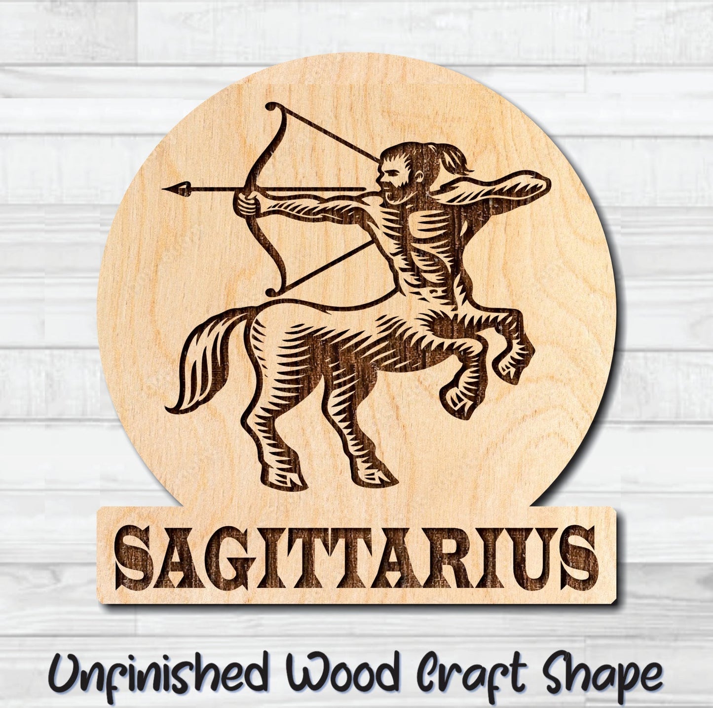 Sagittarius Zodiac Sign Unfinished Wood Shape Blank Laser Engraved Cutout Woodcraft Craft Supply