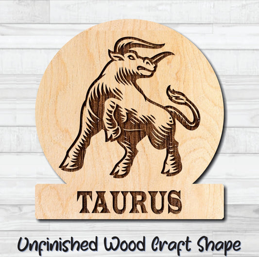 Taurus Zodiac Sign Unfinished Wood Shape Blank Laser Engraved Cutout Woodcraft Craft Supply