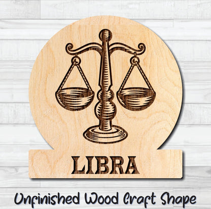 Libra Zodiac Sign Unfinished Wood Shape Blank Laser Engraved Cutout Woodcraft Craft Supply