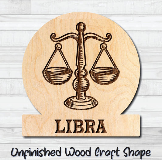 Libra Zodiac Sign Unfinished Wood Shape Blank Laser Engraved Cutout Woodcraft Craft Supply